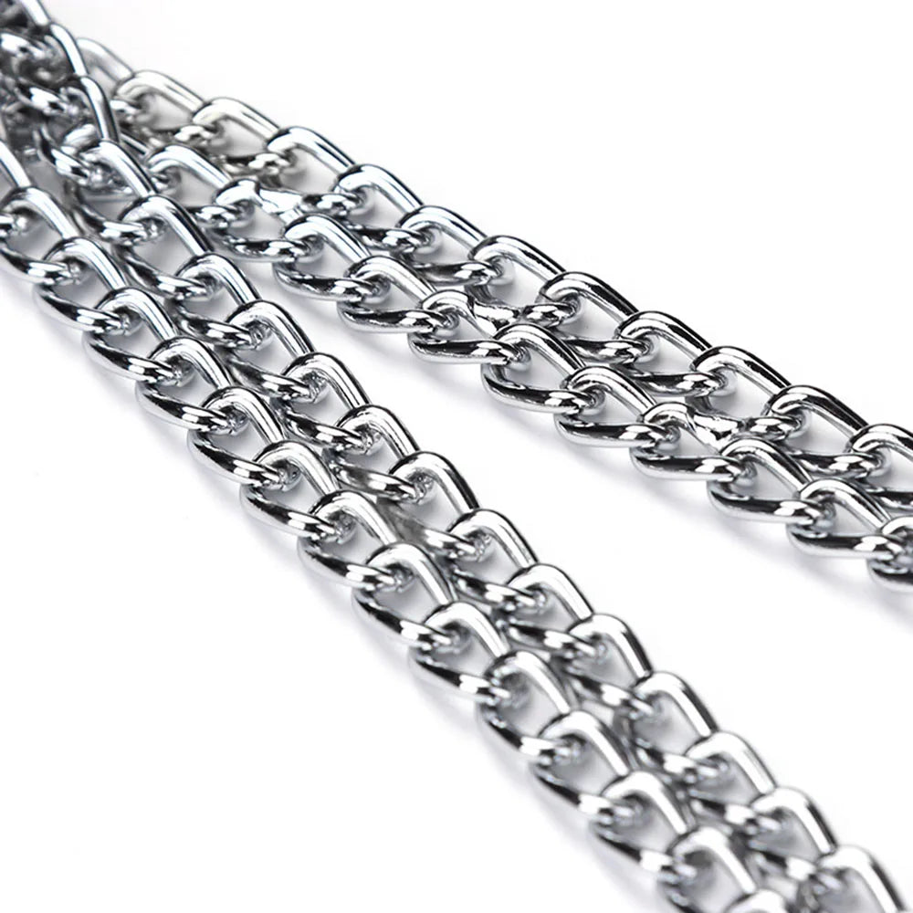 Slip P Chain Dog Choke Collar for Small Medium Large Dogs Heavy Duty Titan Training Collars 2 Row Chrome Adjustable Pet Collar