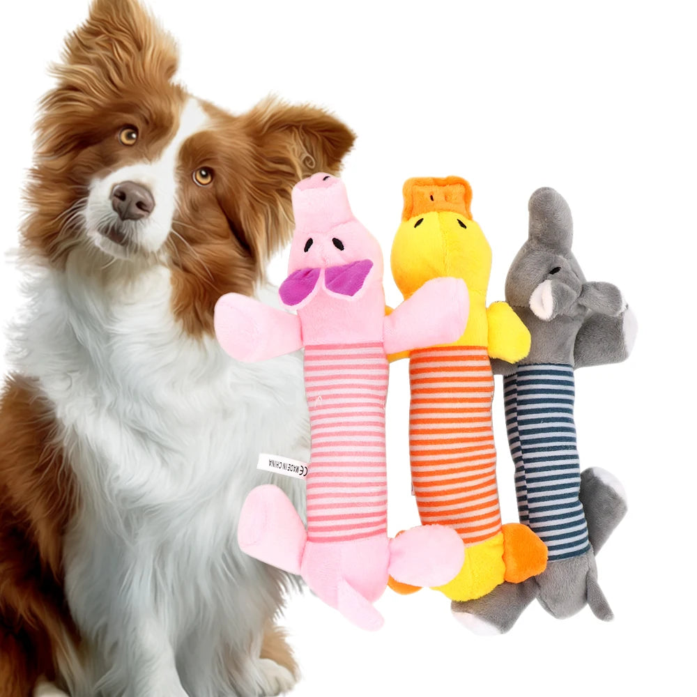 Dog Cat Fleece Toys Elephant Duck Pig Chicken Legs Pet Funny Plush Toys Fit for All Pets Popular Squeak Chew Sound Dolls