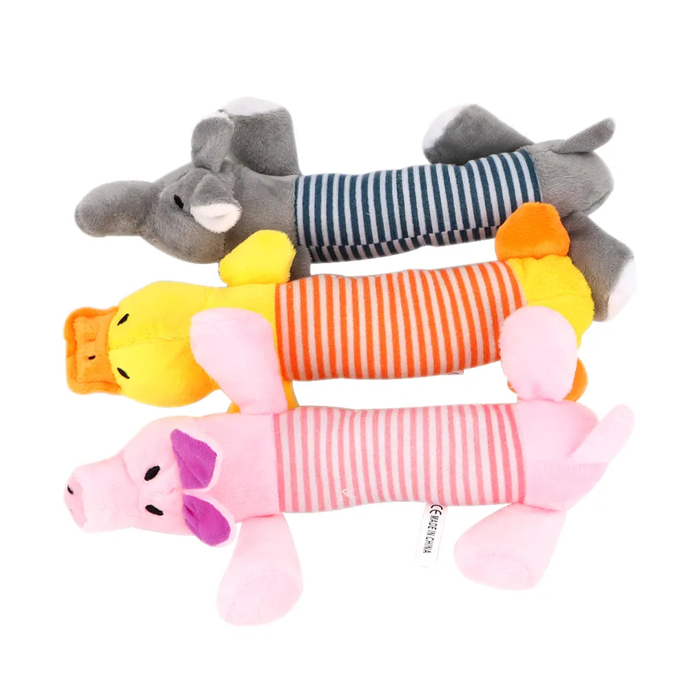 Dog Cat Fleece Toys Elephant Duck Pig Chicken Legs Pet Funny Plush Toys Fit for All Pets Popular Squeak Chew Sound Dolls
