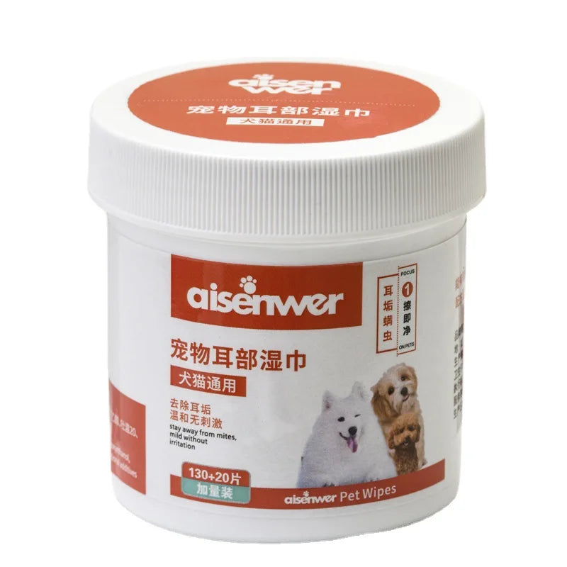 YOZWOO Pet-specific Wet Wipes 130 Dogs and Cats Eye Cleaning Wet Wipes Tear-stained Ears To Remove Ear Wax Wet Wipes