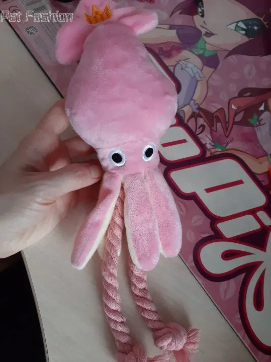 2023 Cute Squid Small Dog Toy Sound BB Plush Pet Puppy Rope Toys Pink Chew Squeak Toys For Cat dog toys for small dogs pet