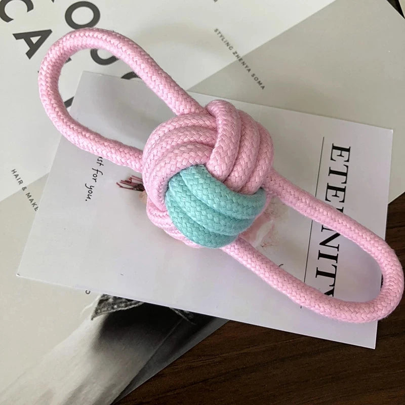 6PCS/Pack Chew Cotton Rope Dog Toy for Outdoor Teeth Clean Ball Rope Toys Ball Tough Teething Rope Tug of War & Fetching Bone