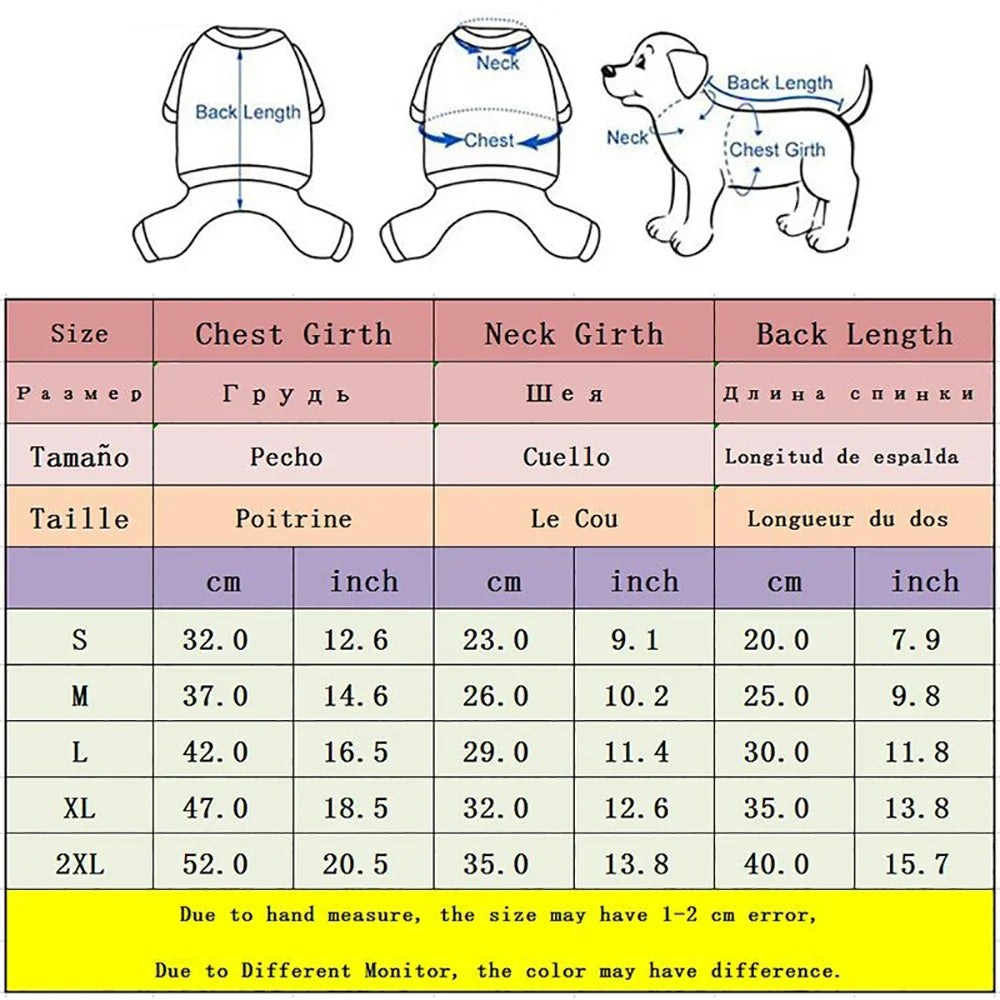 Winter Warm Fleece Dog Jumpsuit for Small Medium Puppy Cat Pajamas Coat Chihuahua Clothes French Bulldog Costume Yorkie Outfits