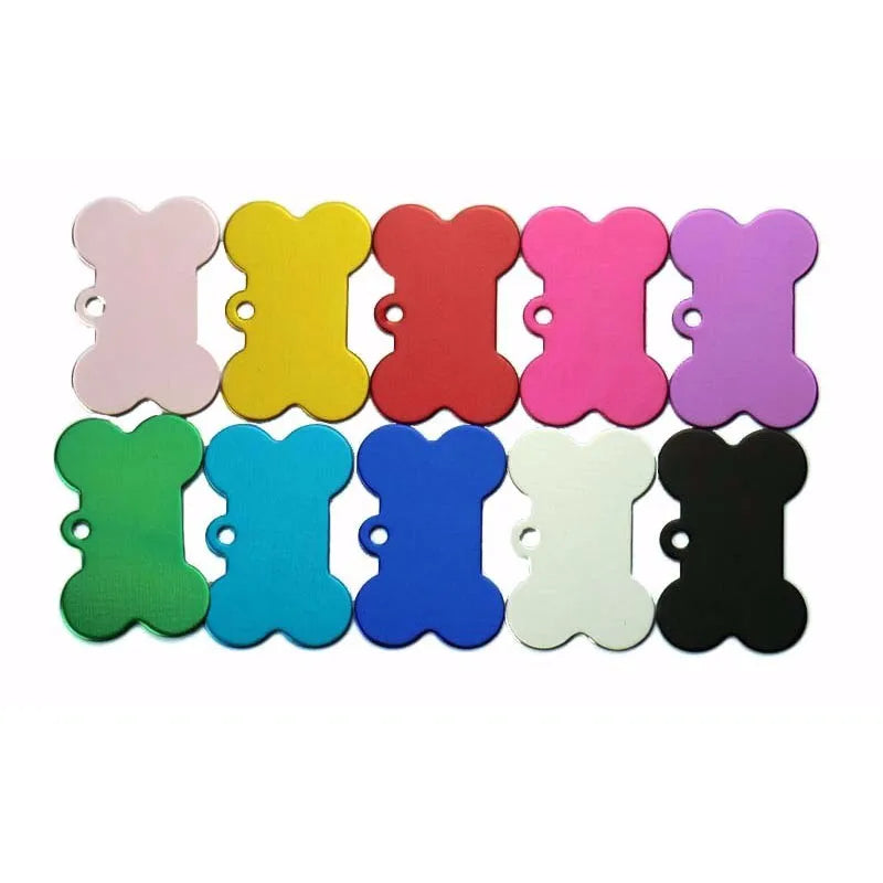 Wholesale 20pcs Bone Double Sides Personalized Dog ID Tags Aluminum Customized Cat Puppy Name Phone No. Tags Plate Keyrings
