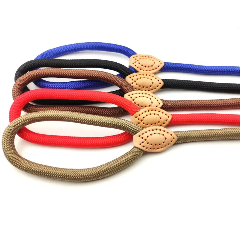 Dog Leash Slip Rope Lead Leash Heavy Duty Braided Rope Adjustable Loop Collar Training Leashes for Small Medium Dogs