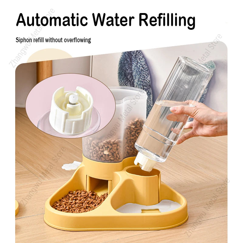 Large Capacity Dog Feeder Automatic Cat Drinker Water & Food Dispenser Pet Drinking & Feeding Bowl For Dogs Cats Food Storage