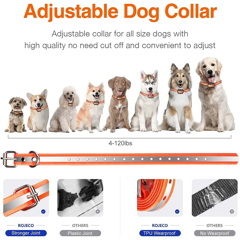 ROJECO 1000m Electric Dog Training Collar Remote Control Waterproof Rechargeable Pet Dog Bark Stop Shock Collar Electric Shocker