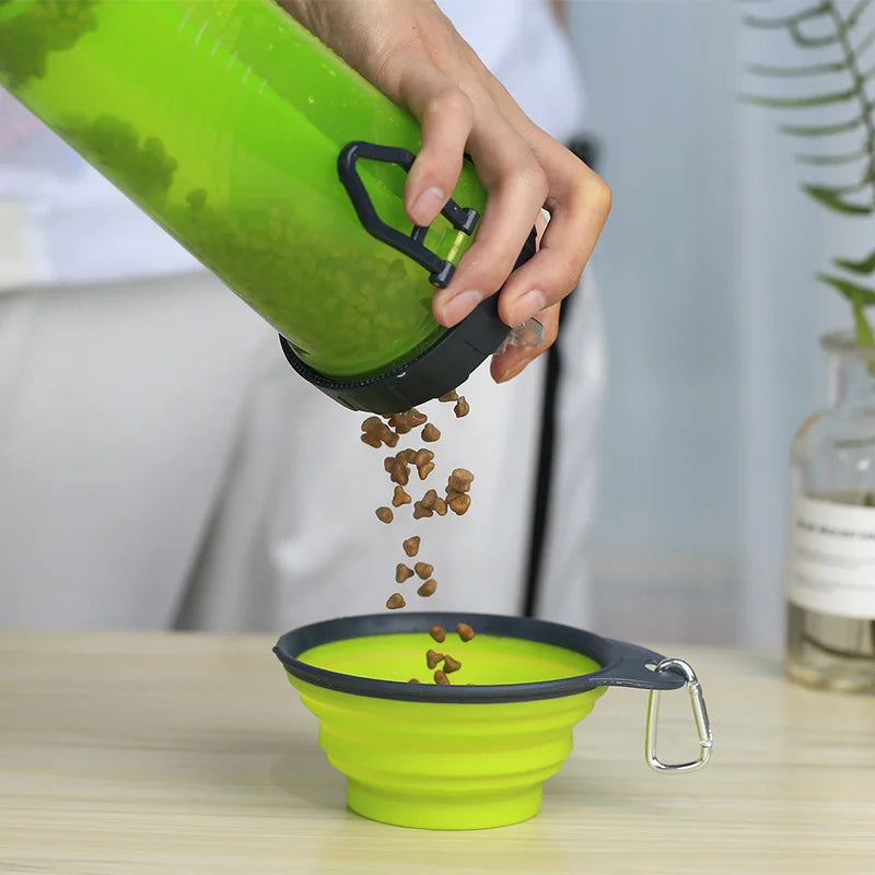 Portable Pet Cup Foldable 2in1 Pet Outdoor Water Food Bowl Pet Water Food Feeder Portable Travel Water Bottle