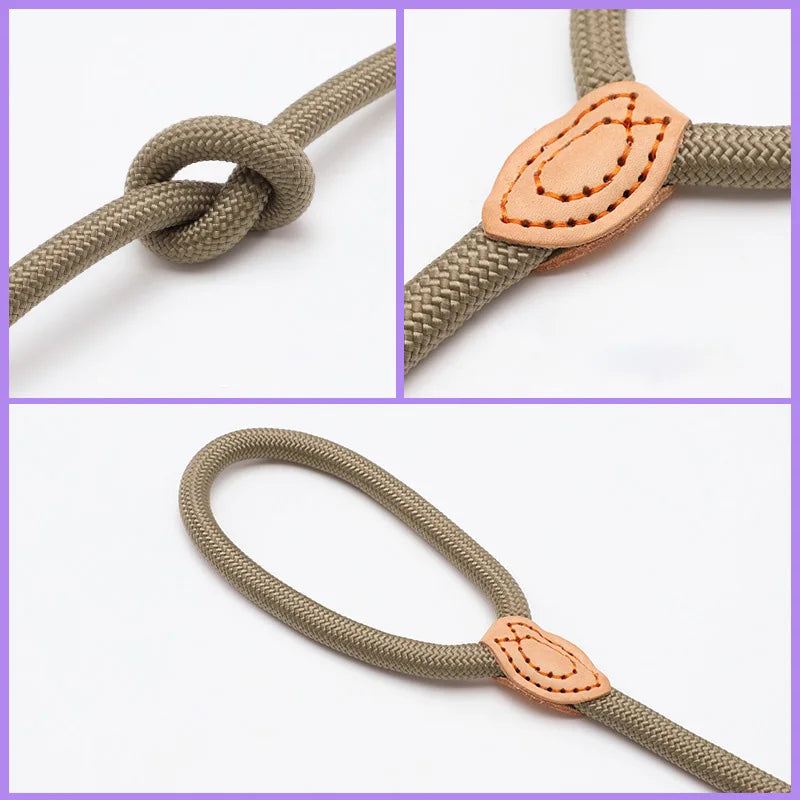 Dog Leash Slip Rope Lead Leash Heavy Duty Braided Rope Adjustable Loop Collar Training Leashes for Small Medium Dogs