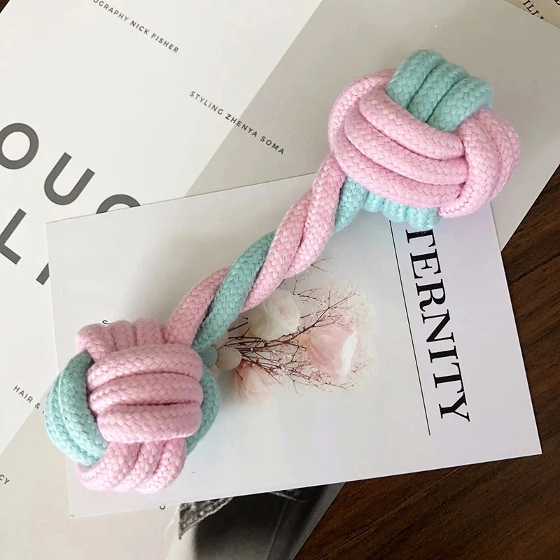 6PCS/Pack Chew Cotton Rope Dog Toy for Outdoor Teeth Clean Ball Rope Toys Ball Tough Teething Rope Tug of War & Fetching Bone