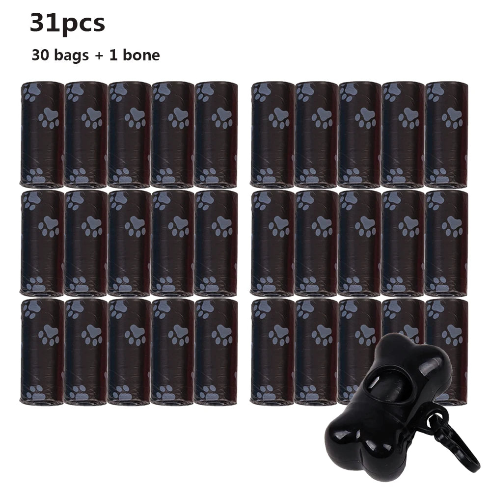 30Rolls Dog Poop Bags with Dispenser and Leash Clip Disposable Puppy Pooper Scooper Bag Small Rolls Outdoor Clean Pets Supplies