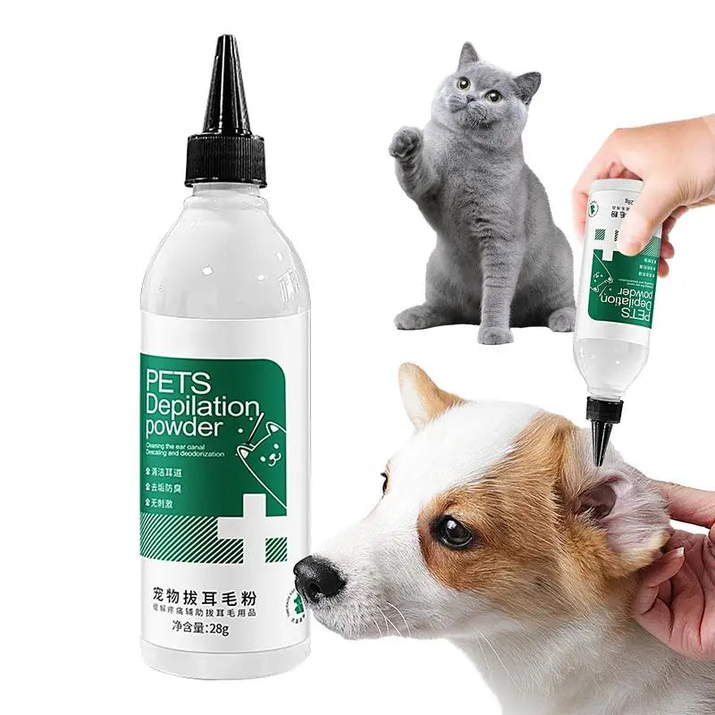 Dog Ear Powder Dog Ear Plucking Powder Painless Hair Removal Powder Dog Ear Solution Ear Plucking Powder Treats Infected pet Ear