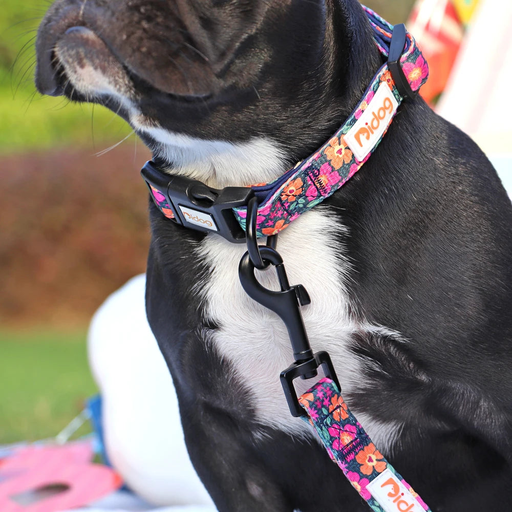 Nylon Flower Dog Collar Floral Printed Dog Cat Collars Adjustable Puppy Collar for Small Medium Large Dog Chihuahua Bulldog Pug