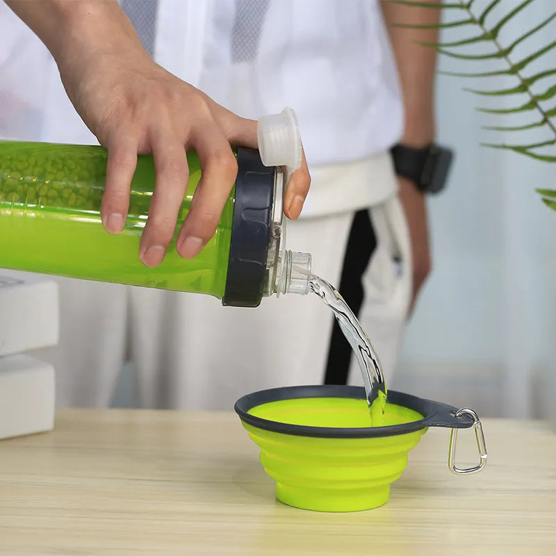 Portable Pet Cup Foldable 2in1 Pet Outdoor Water Food Bowl Pet Water Food Feeder Portable Travel Water Bottle