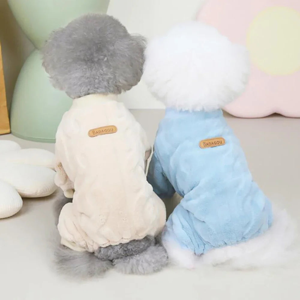 Winter Warm Fleece Dog Jumpsuit for Small Medium Puppy Cat Pajamas Coat Chihuahua Clothes French Bulldog Costume Yorkie Outfits
