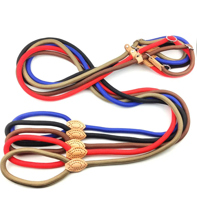Dog Leash Slip Rope Lead Leash Heavy Duty Braided Rope Adjustable Loop Collar Training Leashes for Small Medium Dogs