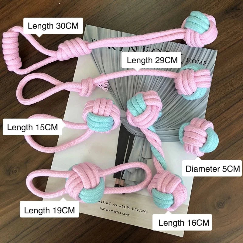 6PCS/Pack Chew Cotton Rope Dog Toy for Outdoor Teeth Clean Ball Rope Toys Ball Tough Teething Rope Tug of War & Fetching Bone