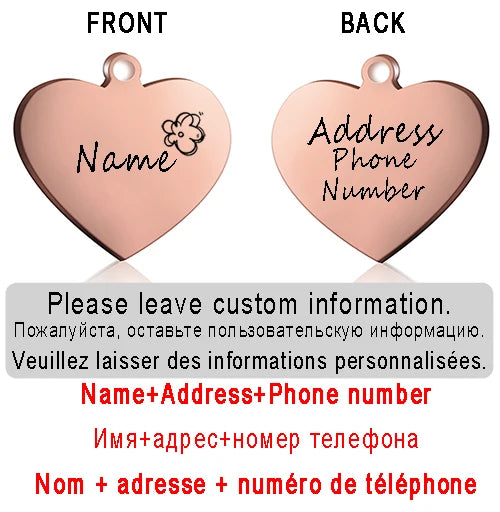 Dog ID Heart Tag Custom Personalized Cat Collar Pendant Engraved Pet NSPECIFICATIONSBrand Name: PAWFECTType: ID Tagsis_customized: YESMaterial: Stainless SteelIs Smart Device: noOrigin: Mainland ChinaCN: ZhejiangPattern: LetterFeature:ShopDoggieworksShopDoggieworksDog ID Heart Tag Custom Personalized Cat Collar Pendant Engraved Pet Necklace Chain Charm Supplies
