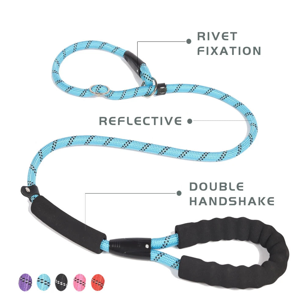 Nylon Pet Leash Outdoor Training Reflective Dog Leashes Double Handle Rope P Style Adjustable Collar Belt For Small Large Dogs