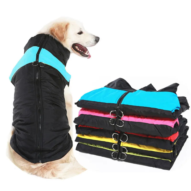 Waterproof Pet Dog Puppy Vest Jacket Winter Warm Dog Clothes Pet Padded Vest Zipper Jacket Coat For Small Medium Large Dogs