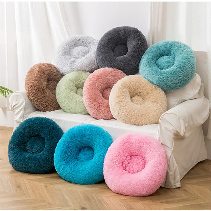 Donut Mand Dog Accessories for Large Dogs Cat's House Plush Pet Bed for Dog XXL Round Mat For Small Medium Animal Calming 100CM