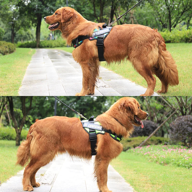 KOMMILIFE Adjustable Nylon Dog Harness Personalized Harness For Dogs Reflective Breathable Neck Guard Dog Harness Vest No Pull