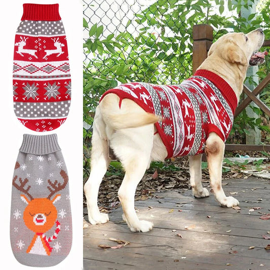 Large Dog Christmas Sweater Thick Warm Knitted Turtleneck Knitwear Winter Dog Clothes for Small Medium Big Dogs Golden Retriever