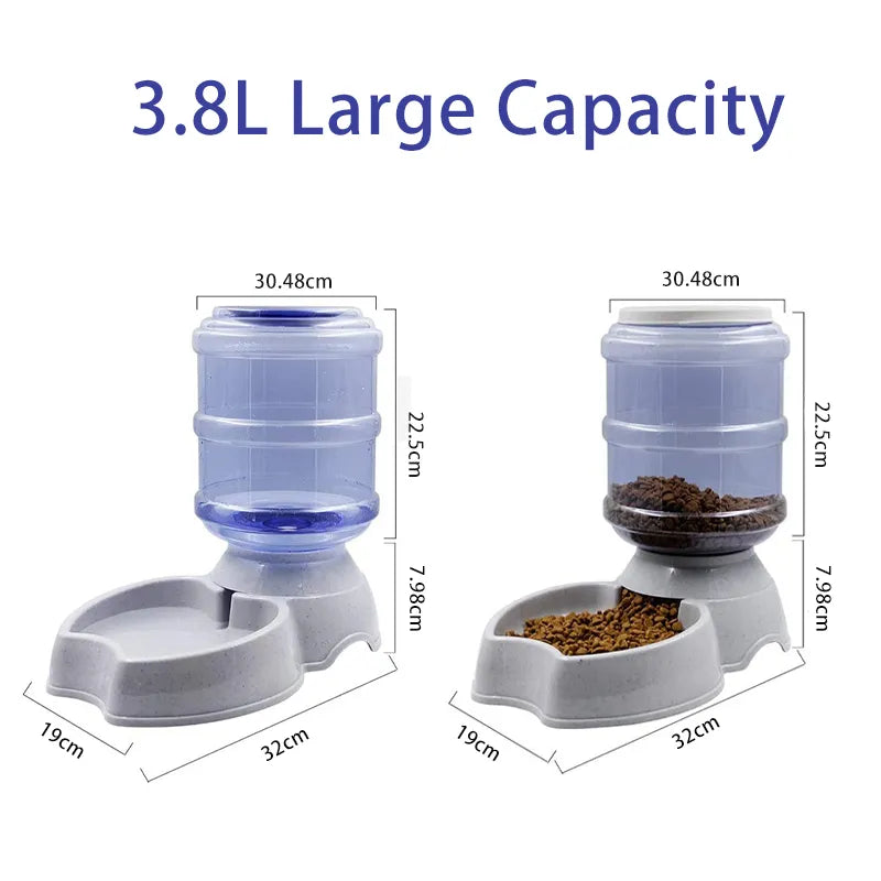 Automatic Dog Feeder Waterer High Capacity Pet Food Bowl Gravity Water Dispenser Pet Bowl for Dogs Cats 3.8 L Dog Accessories