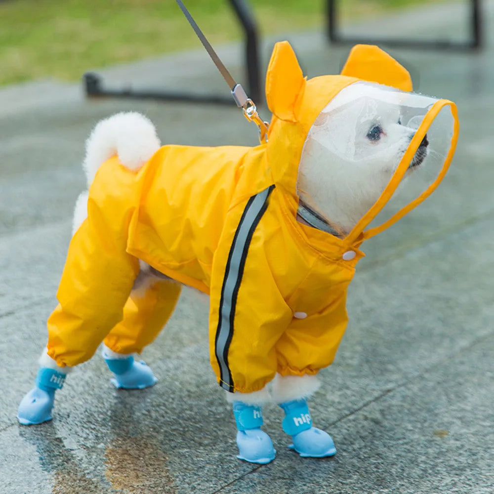 Waterproof Puppy Dog Raincoats Rain Jacket with Hood for Small Medium Dogs Poncho with Reflective Strap Honey Bee Bear Dinosaur