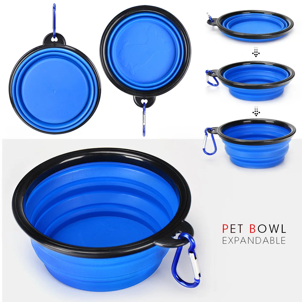 Pet Dog 2 in 1 Bottle Pet Feeder Dog Water Bottle Collapsible Folding Bowl Travel Outdoor Food Water Storage For Cat Dog Bowl