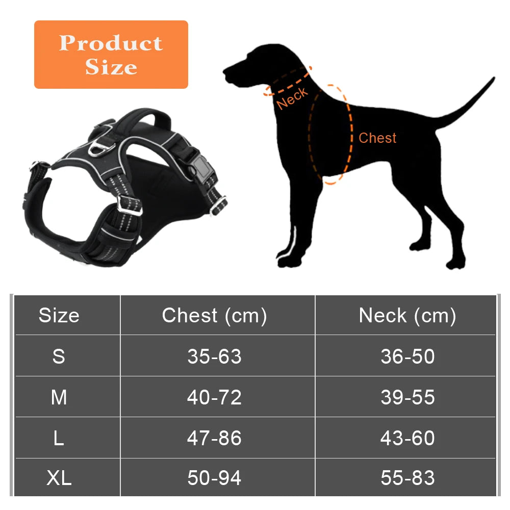 1000D Oxford Cloth Reflective Pet Dog Harness Service Dog Vest with Vertical Handle Adjustable Dog Collars For Big Medium Dogs