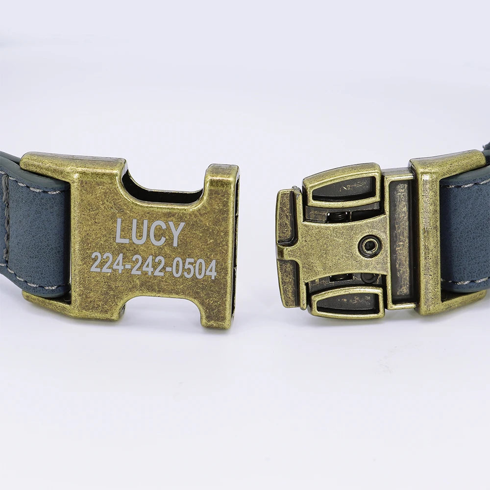 Personalized Dog ID Collar Customized Dogs Tag Collars With Metal Buckle Leather Padded for Small Medium Dogs Pitbull Buldog