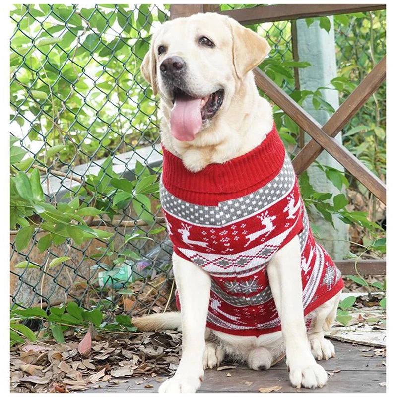 Large Dog Christmas Sweater Thick Warm Knitted Turtleneck Knitwear Winter Dog Clothes for Small Medium Big Dogs Golden Retriever