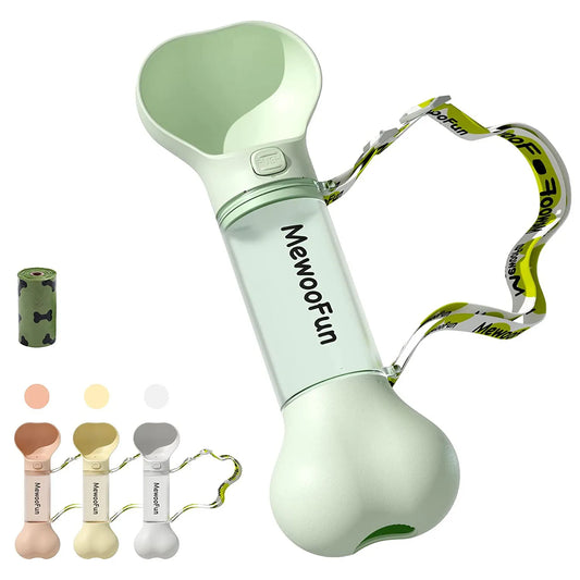 Mewoofun Pet Dog Water Bottle Feeder Bowl 2 in 1 Leak Proof Portable Food Bottle Pets Outdoor Travel Drinking Include Poop Bag