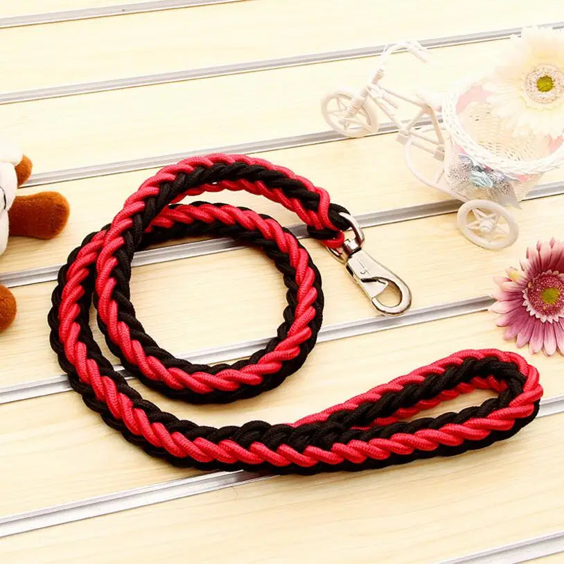 1.2M Length Large Dog Hand-knitted Leash Nylon Rope iron Buckle Pet Traction Rope For Big breed dogs Pet Traction Rope Firm