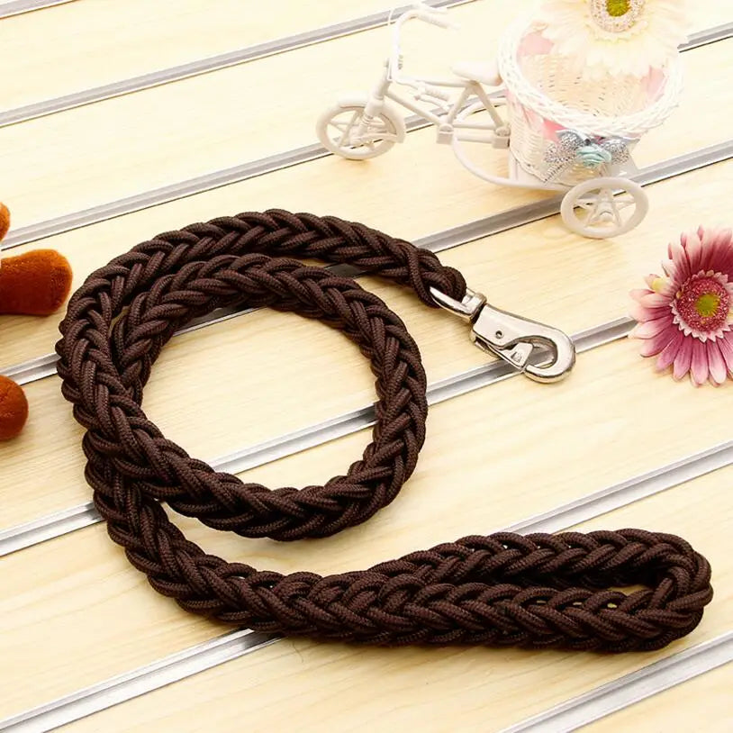 1.2M Length Large Dog Hand-knitted Leash Nylon Rope iron Buckle Pet Traction Rope For Big breed dogs Pet Traction Rope Firm