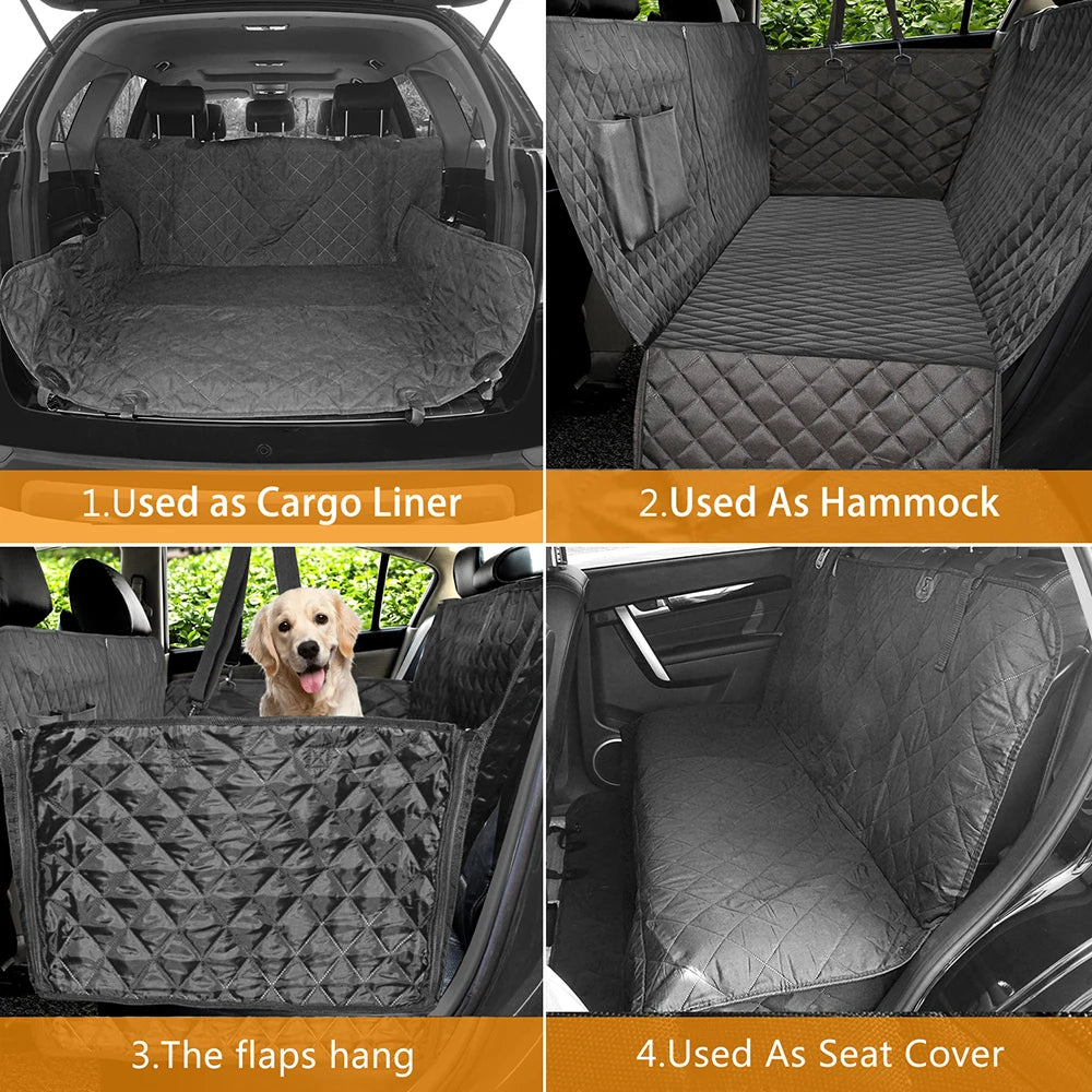 Dog Car Seat Cover 100% Waterproof Dog Seat Cover With Side Flaps Pet Seat Cover for Back Seat Black Carrier Hammock Convertible