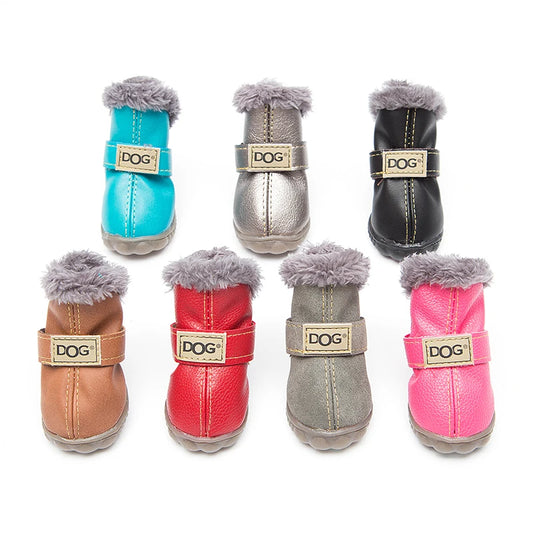 4 Pcs/sets Winter Pet Dog Shoes For Small Dogs Warm Leather Puppy Dog Snow Boots Waterproof Chihuahua Pug Cat Shoes Pet Products