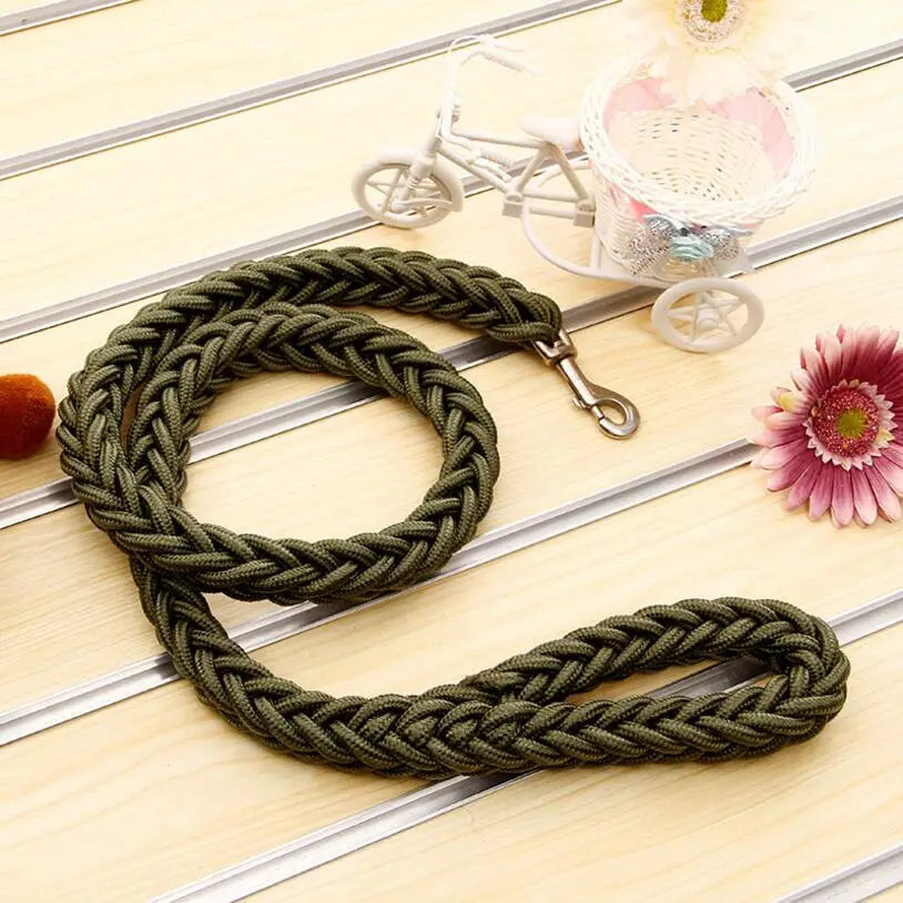 1.2M Length Large Dog Hand-knitted Leash Nylon Rope iron Buckle Pet Traction Rope For Big breed dogs Pet Traction Rope Firm