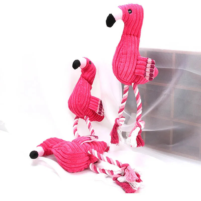 Cute Plush Flamingo Pet Dogs Bite Chew Toys Chihuahua/Yorkshire/Bulldog/Pug/Corgi Small Dog Interactive /Squeaky Sound Toy