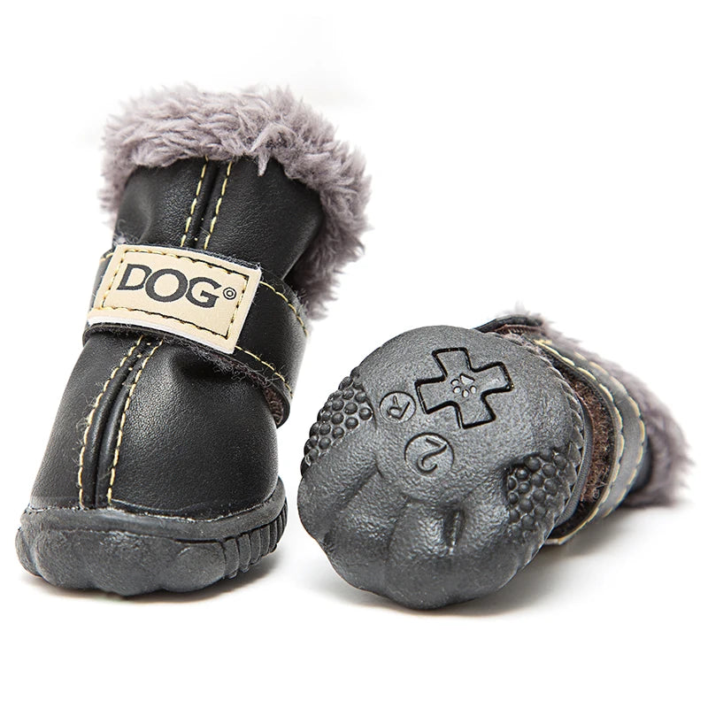 4 Pcs/sets Winter Pet Dog Shoes For Small Dogs Warm Leather Puppy Dog Snow Boots Waterproof Chihuahua Pug Cat Shoes Pet Products