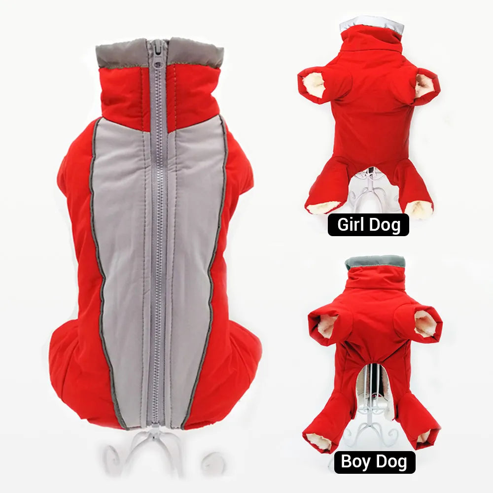 Winter Overalls for Dogs Warm Waterproof Pet Jumpsuit Trousers Male/ Female Dog Reflective Small Dog Clothes Puppy Down Jacket