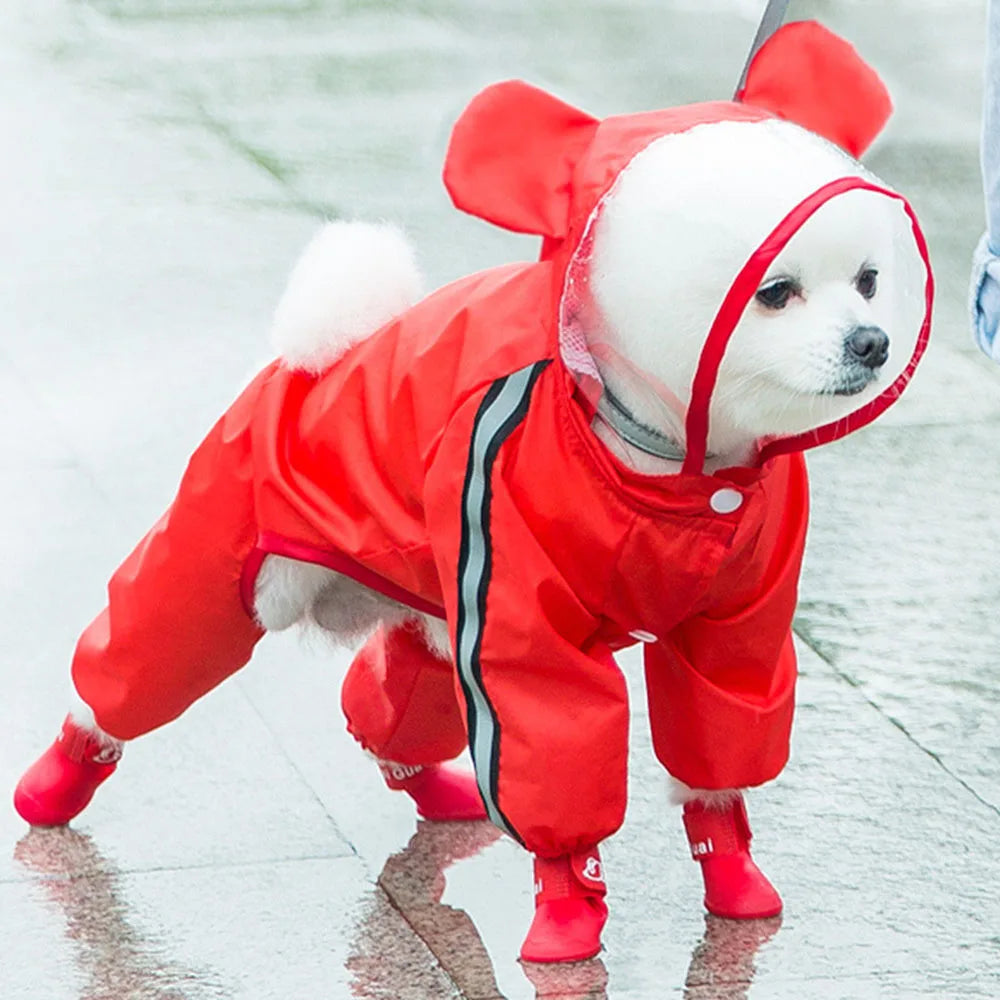 Waterproof Puppy Dog Raincoats Rain Jacket with Hood for Small Medium Dogs Poncho with Reflective Strap Honey Bee Bear Dinosaur