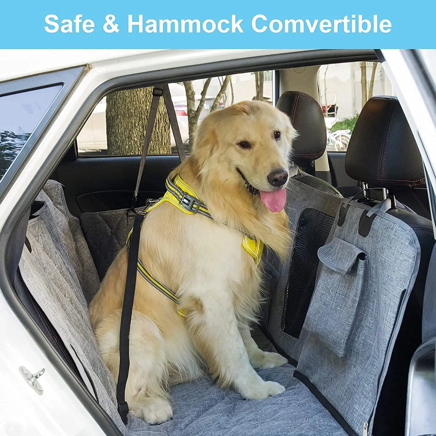 Dog Car Seat Cover Protector Waterproof with Storage Pockets Washable Dog Hammock for Cars Trucks and SUV Safety Carrier For Dog