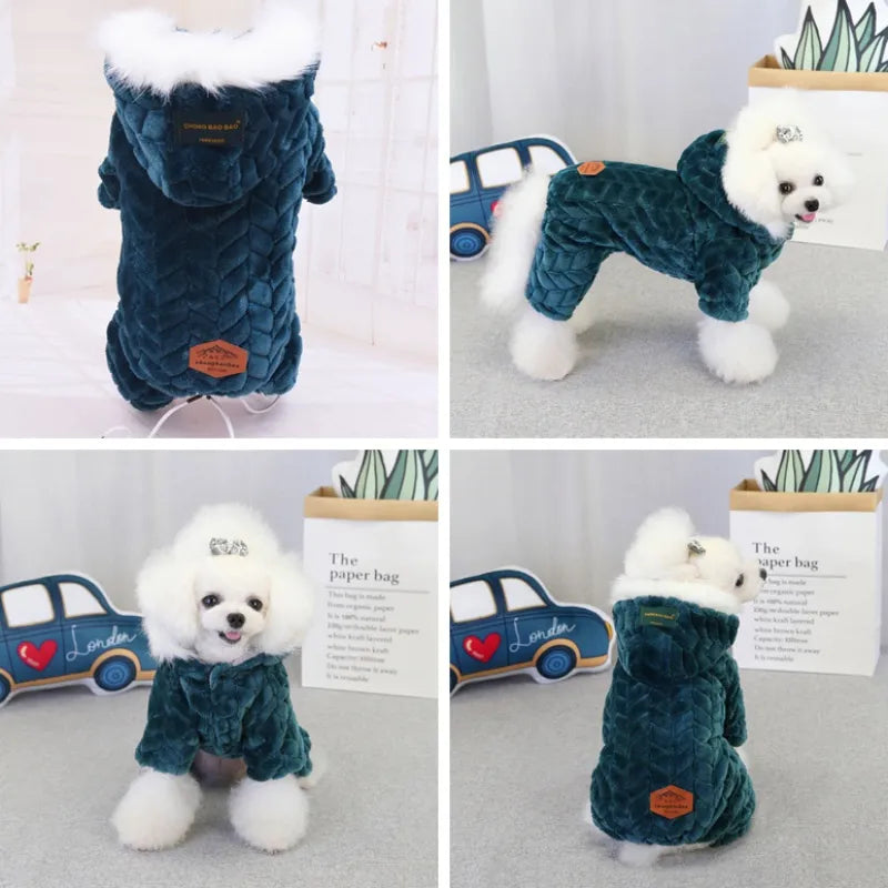 Winter Dog Clothes For Small Dogs Dog Jacket Thicken Warm Fleece Puppy Pet Coat Fur Hooded Jacket Jumpsuit Chihuahua Clothing