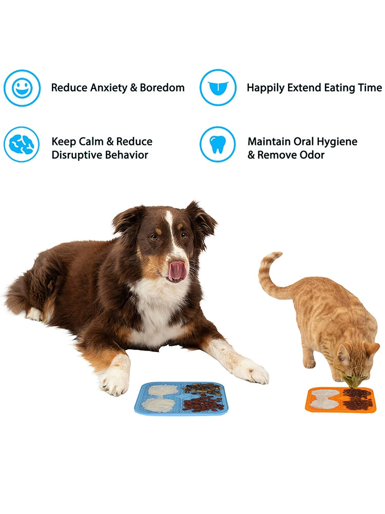 Pet Licking Mat Amazon Silicone Pet Tableware Suction Cup Licking Mat Slow Food Mat Anti-Choke Slow Feeding Bowl Dog Licking Mat