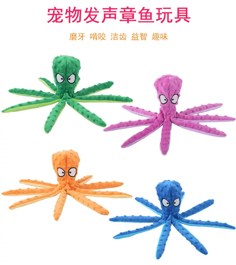 New Pet Plush Toy Octopus Leather Phone Case Dog Educational Bite-Resistant Vocalization Toys Octopus Dogs and Cats Supplies