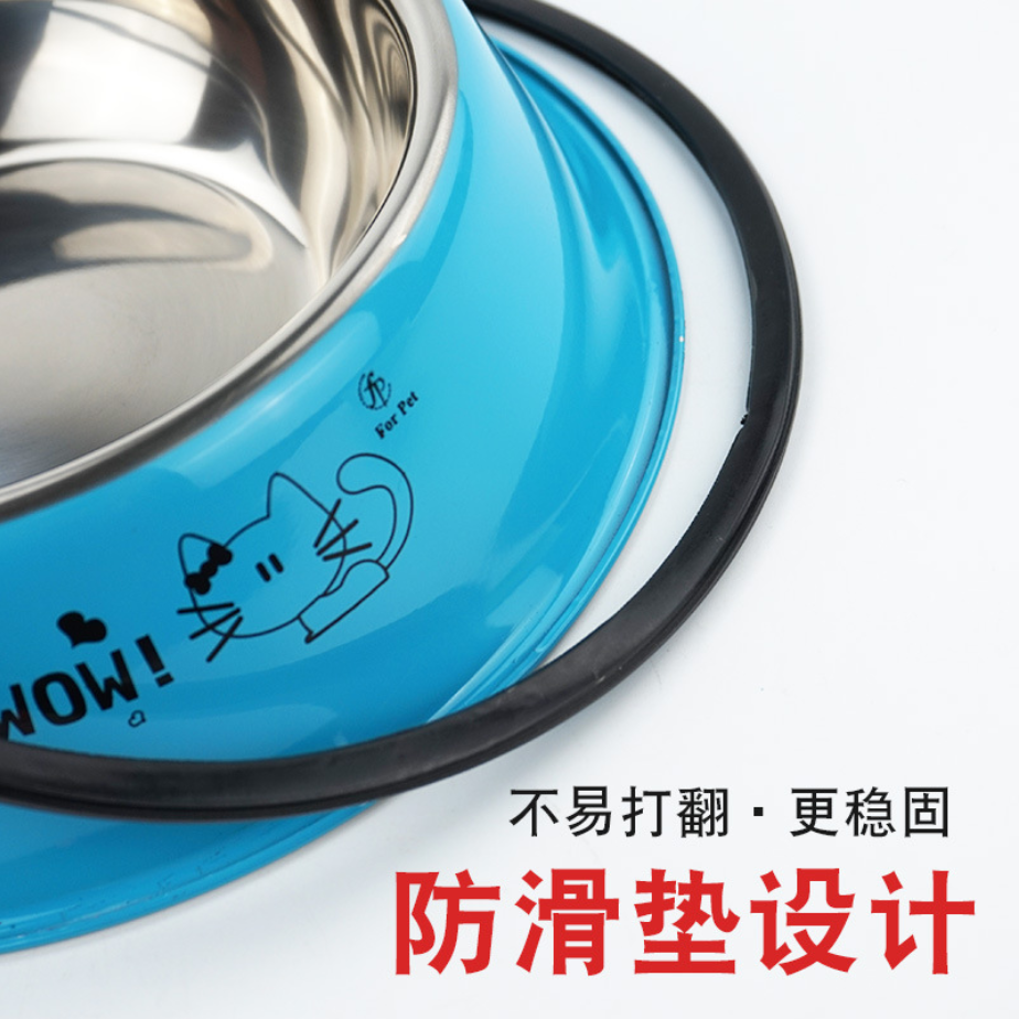 Pet Cat Bowl Color Printing Stainless Steel Dog Bowl Stainless Steel Single Bowl Dog Bowl Pet Food Basin