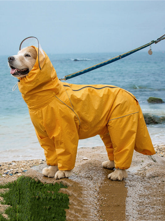 Pet Dog Big Dog Medium Large Dog Golden Retriever Samoyed Alaska All-Inclusive Raincoat Hooded Tail Rain Gear