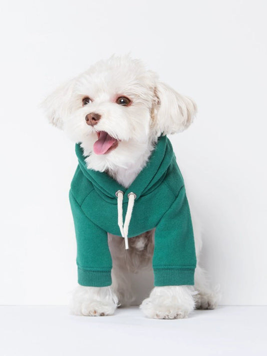 Sniff Pet Dog Cat Autumn and Winter Clothes Teddy Small Size Dogs Fleece Hooded Solid Color Casual Sweatshirt New